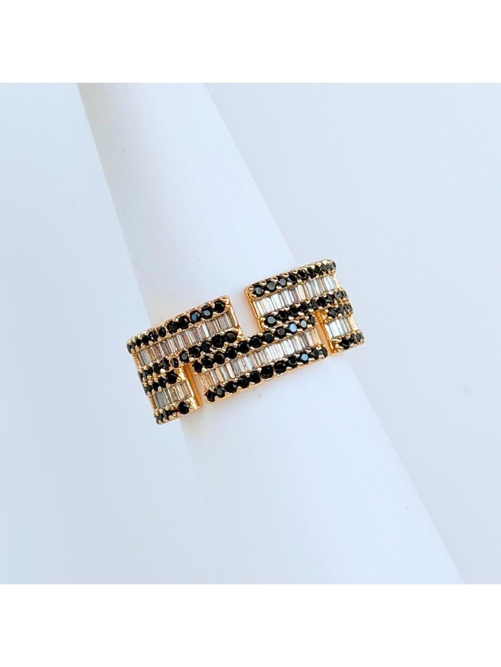 Bomb Party Cz & Black Onyx.on Gold Ring Sz 8 "Sun-Kissed Glows" BOG (NTNB)